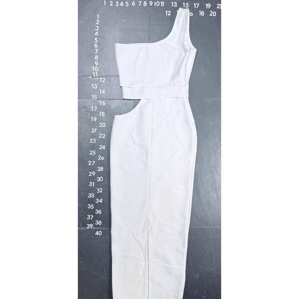 Fashion Nova White One Shoulder Cutout Belted Midi Dress Size S - Picture 3 of 6
